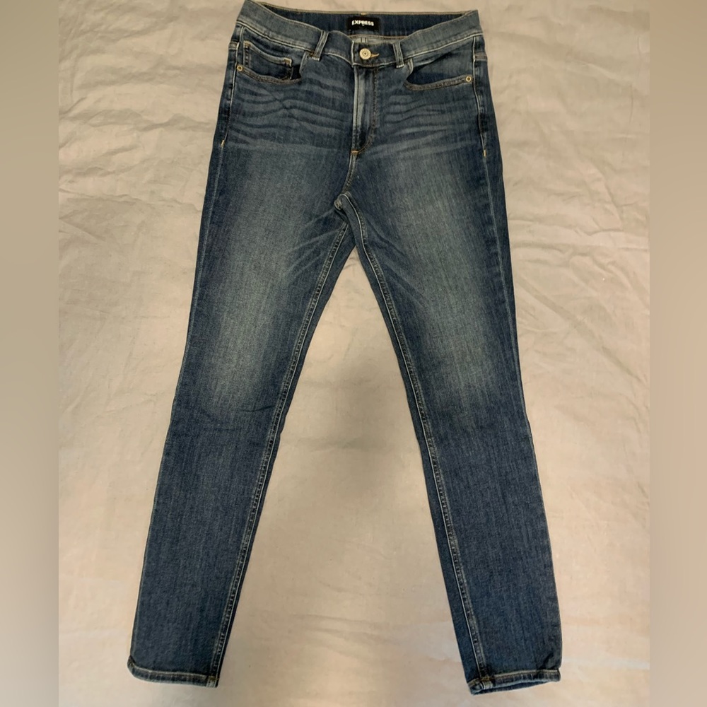 Express Women's Skinny Jeans - Dark Blue Wash